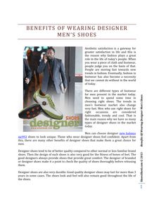 Benefits Of Wearing Designer Men’s Shoes