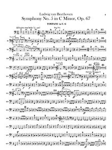 Partition timbales, Symphony No.5, Op.67, C minor, Beethoven, Ludwig van