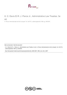 K. C. Davis Et R. J. Pierce Jr., Administrative Law Treatise, 3e éd - note biblio ; n°3 ; vol.46, pg 960-961