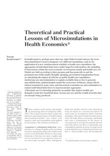 Les enseignements théoriques et pratiques des microsimulations en économie de la santé (version anglaise)