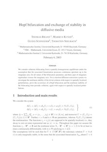 Hopf bifurcation and exchange of stability in diffusive media
