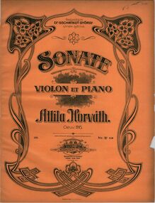 Partition Color Covers, violon Sonata, G major, Horváth, Attila