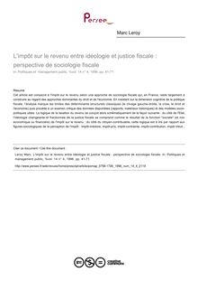 L impôt sur le revenu entre idéologie et justice fiscale : perspective de sociologie fiscale - article ; n°4 ; vol.14, pg 41-71