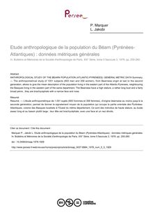 Etude anthropologique de la population du Béarn (Pyrénées-Atlantiques) : données métriques générales - article ; n°3 ; vol.5, pg 255-260