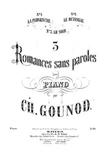 Partition complète, 3 Romances sans Paroles, Gounod, Charles