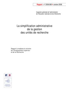 La simplification administrative de la gestion des unités de recherche