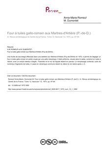 Four à tuiles gallo-romain aux Martres-d Artière (P.-de-D.) - article ; n°1 ; vol.12, pg 87-94