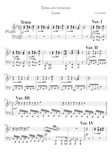 Partition , Tema con Variazoni, Piano Sonata No.3, Misérable, G major