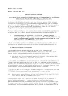 AKON’I MAHAZOARIVO - Edition spéciale – Mai 2013 - La Cour Electorale Spéciale