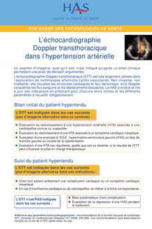 Echocardiographie doppler transthoracique  principales indications et conditions de réalisation - ETT dans l’hypertension artérielle - fiche BUTS 2012