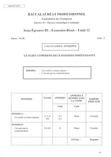 Economie - Droit 2004 Bac Pro - Exploitation des transports