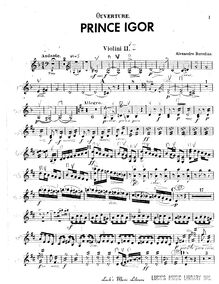 Partition violons II, Prince Igor, Князь Игорь - Knyaz Igor, Borodin, Aleksandr