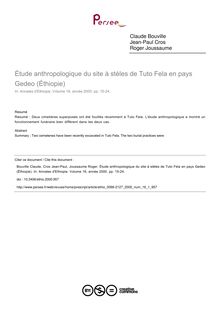 Étude anthropologique du site à stèles de Tuto Fela en pays Gedeo (Éthiopie) - article ; n°1 ; vol.16, pg 15-24