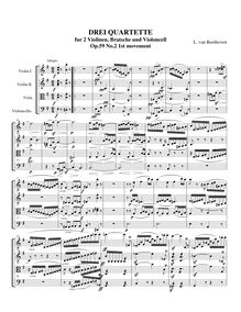 Partition , Allegro, corde quatuor No.8, Op.59/2, Second Rasumowsky-Quartet