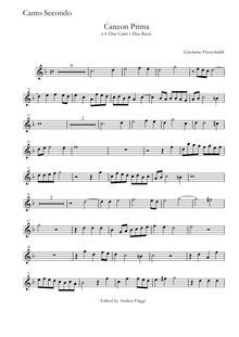 Partition Canto secondo, Canzon Prima à , Due Canti e Due Bassi
