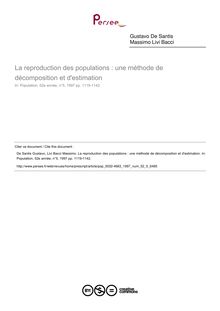 La reproduction des populations : une méthode de décomposition et d estimation - article ; n°5 ; vol.52, pg 1119-1142