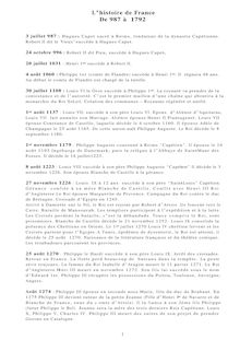L histoire de France De 987 à 1792