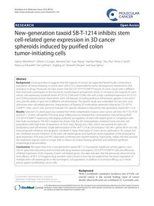New-generation taxoid SB-T-1214 inhibits stem cell-related gene expression in 3D cancer spheroids induced by purified colon tumor-initiating cells