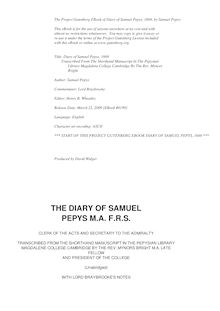 Diary of Samuel Pepys — Complete 1669 N.S.