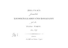 Partition Complete partitions, Sämtliche chansons, Balladen und Romanzen par Carl Friedrich Zelter
