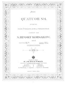 Partition violon 1, corde quatuor, F major, Rimsky-Korsakov, Nikolay