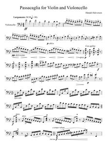 Partition de violoncelle (alternate to viole de gambe), Passacaglia pour violon et viole de gambe