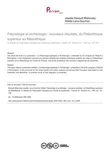 Palynologie et archéologie : nouveaux résultats, du Paléolithique supérieur au Mésolithique - article ; n°3 ; vol.18, pg 121-128