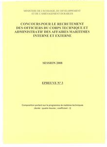 Composition Techniques 2008 Externe Officier de Corps Technique et Administratif des Affaires Maritimes