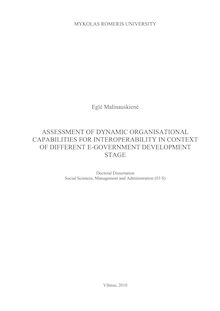 Assessment of Dynamic Organisational Capabilities for Interoperability in Context of Different E-government Development Stage ; Dinaminių organizacijos sąveikumo gebėjimų vertinimas skirtingo e. valdžios išsivystymo lygio kontekste