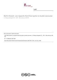 Berlin-Koweit. Les rapports Nord-Sud après la double secousse - article ; n°2 ; vol.56, pg 465-479