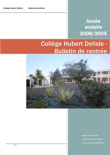Collège Hubert Delisle - Bulletin  de rentrée