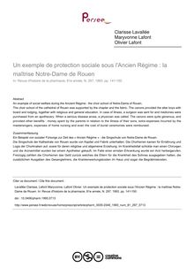 Un exemple de protection sociale sous l Ancien Régime : la maîtrise Notre-Dame de Rouen - article ; n°297 ; vol.81, pg 141-150