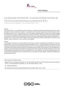 Les échanges intra-branche : le cas des dix États membres de la Communauté économique européenne (C.E.E.) - article ; n°1 ; vol.34, pg 71-85