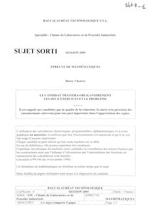 Baccalaureat 2005 mathematiques clpi s.t.l (sciences et techniques de laboratoire)