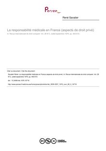 La responsabilité médicale en France (aspects de droit privé) - article ; n°3 ; vol.28, pg 493-510