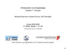 Introduction a la Cryptologie Chapitre Groupes
