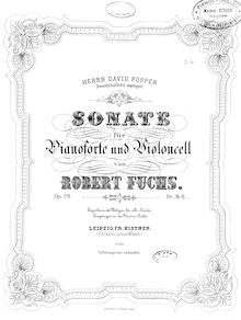 Partition complète, violoncelle Sonata No.1, D minor, Fuchs, Robert