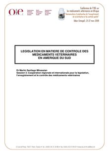 LEGISLATION EN MATIERE DE CONTROLE DES MEDICAMENTS VETERINAIRES EN ...