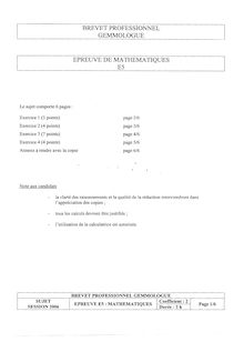 Mathématiques 2006 BP - Gemmologue