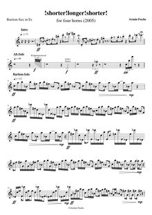 Partition baryton Saxophone en E♭, pour four cornes, Saxophone Quartet