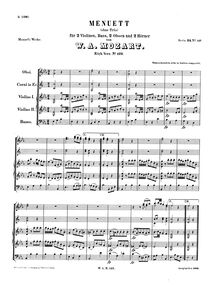 Partition complète, Minuet, Menuett, E♭ major, Mozart, Wolfgang Amadeus