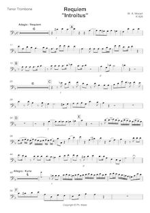 Partition ténor Trombone, Requiem, D minor, Mozart, Wolfgang Amadeus par Wolfgang Amadeus Mozart