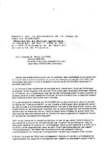 RAPPORT DE SOUTENANCE THESE "REGULATION ET ACTION SALARIALE: UNE APPROCHE SOCIO-ECONOMIQUE DU CAS FRANCAIS. (FRENCH SOCIO-ECONOMIC REGULATION)-25 AVRIL 1986.
