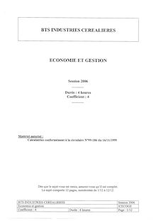 Economie et gestion 2006 BTS Industries céréalières