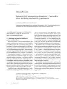 Evaluación de la investigación en Biomedicina y Ciencias de la Salud: indicadores bibliométricos y cibermétricos