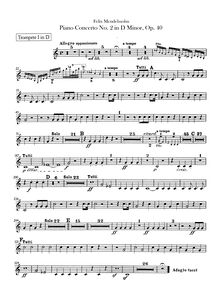 Partition trompette 1, 2 (D), Piano Concerto No.2, Op.40, D minor