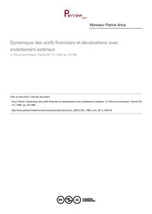 Dynamique des actifs financiers et dévaluations avec endettement extérieur - article ; n°5 ; vol.39, pg 973-998