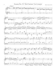 Partition Sonata R.53 “De Clarines” en A major, clavier sonates R.51-60