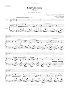 Partition No. 2 - Clair de lune (Original key, B-flat minor), 2 chansons, Op. 46