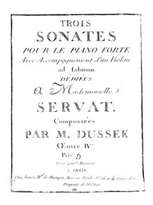 Partition parties complètes, 3 sonates pour Pianoforte avec violon ad libitum